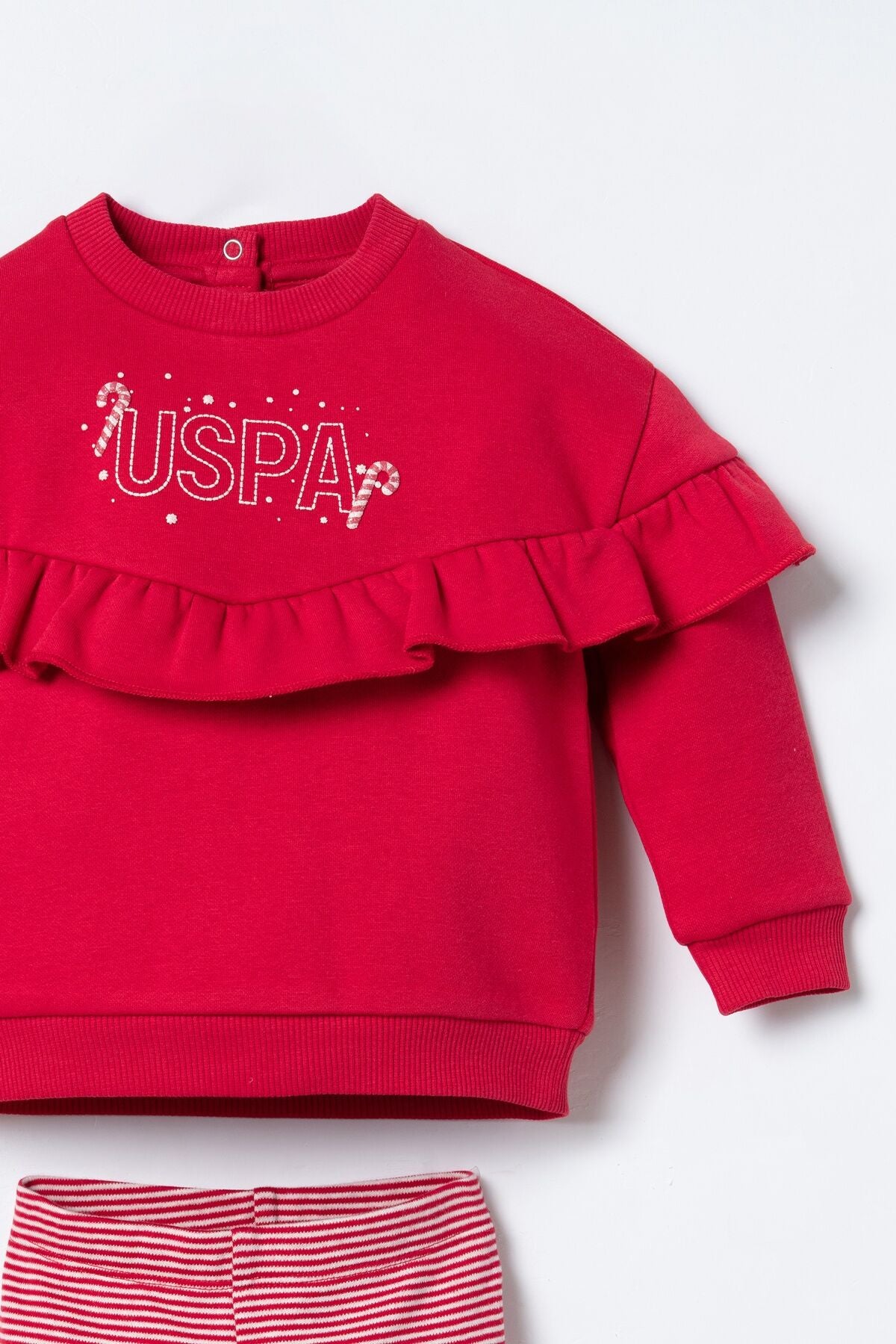 U.S. Polo Assn. Nakışlı Kız Bebek Kırmızı Uzun Kol Pijama Takım USB3238-C-V1 Ürün ikincil görseli
