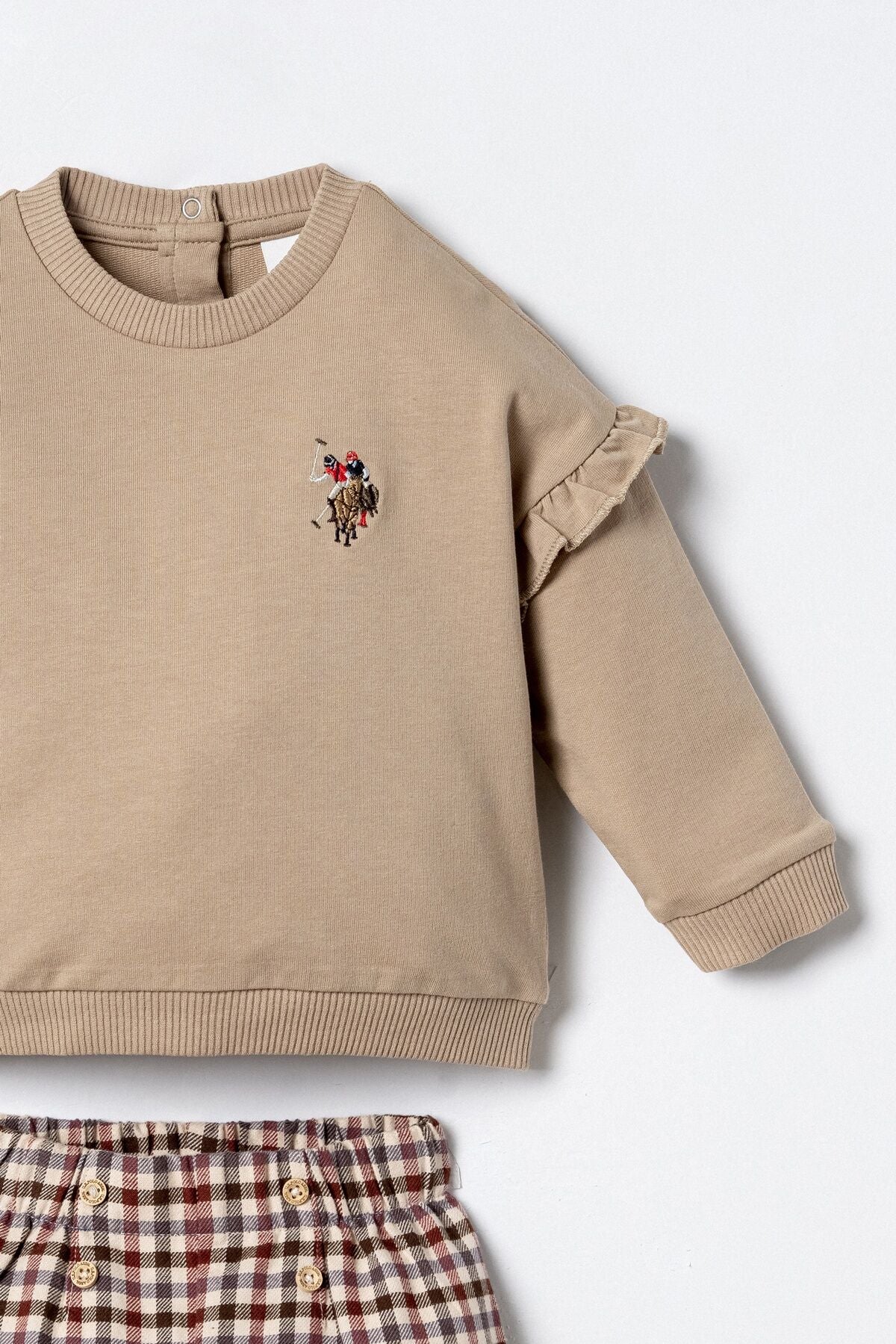 U.S. Polo Assn. Nakışlı Kız Bebek Krem Uzun Kol Pijama Takım USB3210-C-V1 Ürün ikincil görseli