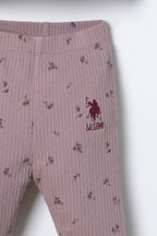 U.S. Polo Assn. Nakışlı Kız Bebek Mor Uzun Kol Pijama Takım USB3218-C-V1