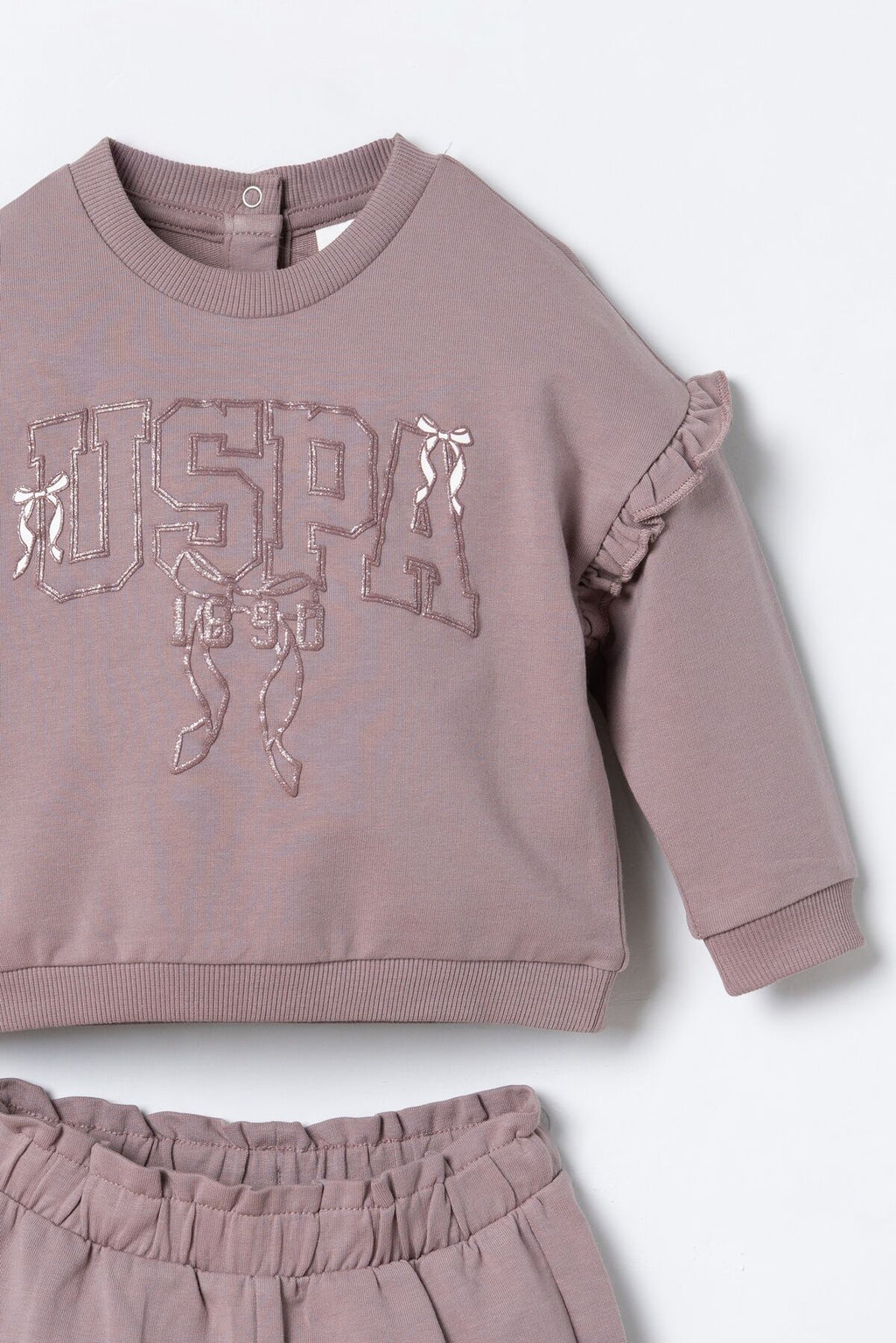 U.S. Polo Assn. Nakışlı Kız Bebek Mor Uzun Kol Pijama Takım USB3219-C-V1