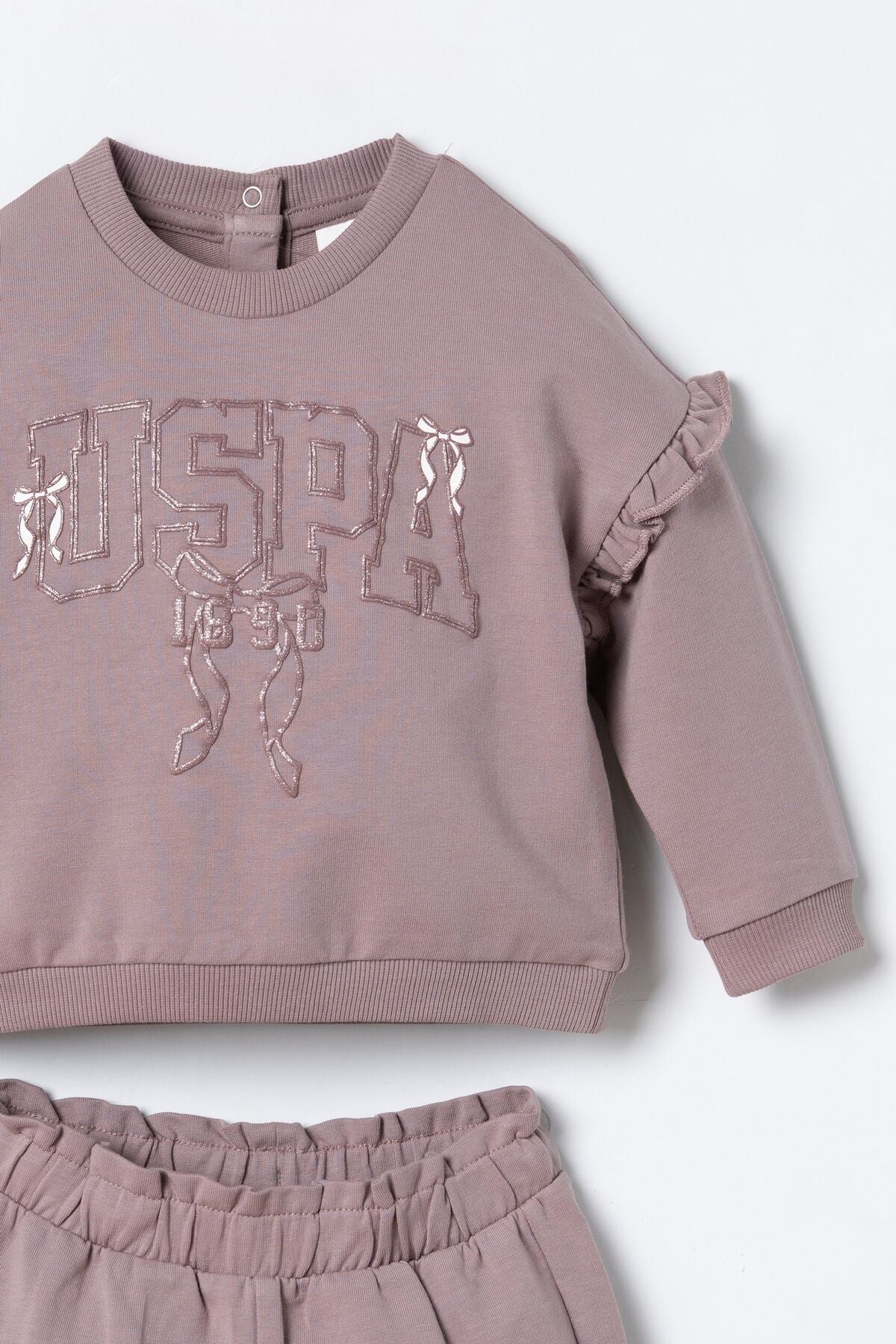 U.S. Polo Assn. Nakışlı Kız Bebek Mor Uzun Kol Pijama Takım USB3219-C-V1