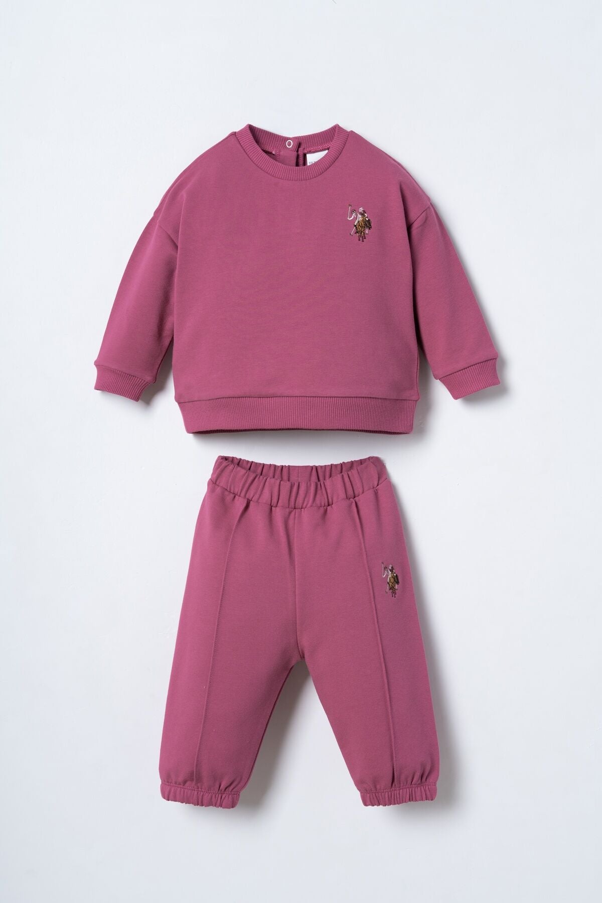 U.S. Polo Assn. Nakışlı Kız Bebek Mor Uzun Kol Pijama Takım USB3245-C-V2