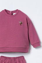U.S. Polo Assn. Nakışlı Kız Bebek Mor Uzun Kol Pijama Takım USB3245-C-V2
