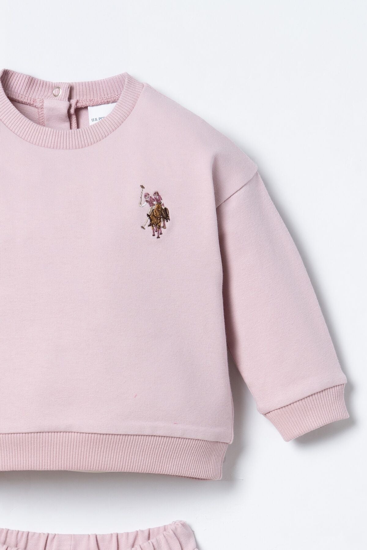 U.S. Polo Assn. Nakışlı Kız Bebek Pembe Uzun Kol Pijama Takım USB3245-C-V3 Ürün ikincil görseli