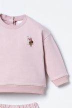 U.S. Polo Assn. Nakışlı Kız Bebek Pembe Uzun Kol Pijama Takım USB3245-C-V3