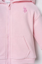 U.S. Polo Assn. Nakışlı Kız Bebek Pembe Uzun Kol Pijama Takım USB3246-C-V2