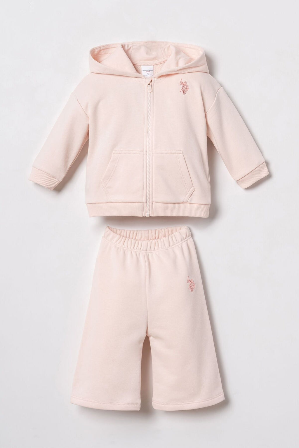 U.S. Polo Assn. Nakışlı Kız Bebek Pembe Uzun Kol Pijama Takım USB3246-C-V3
