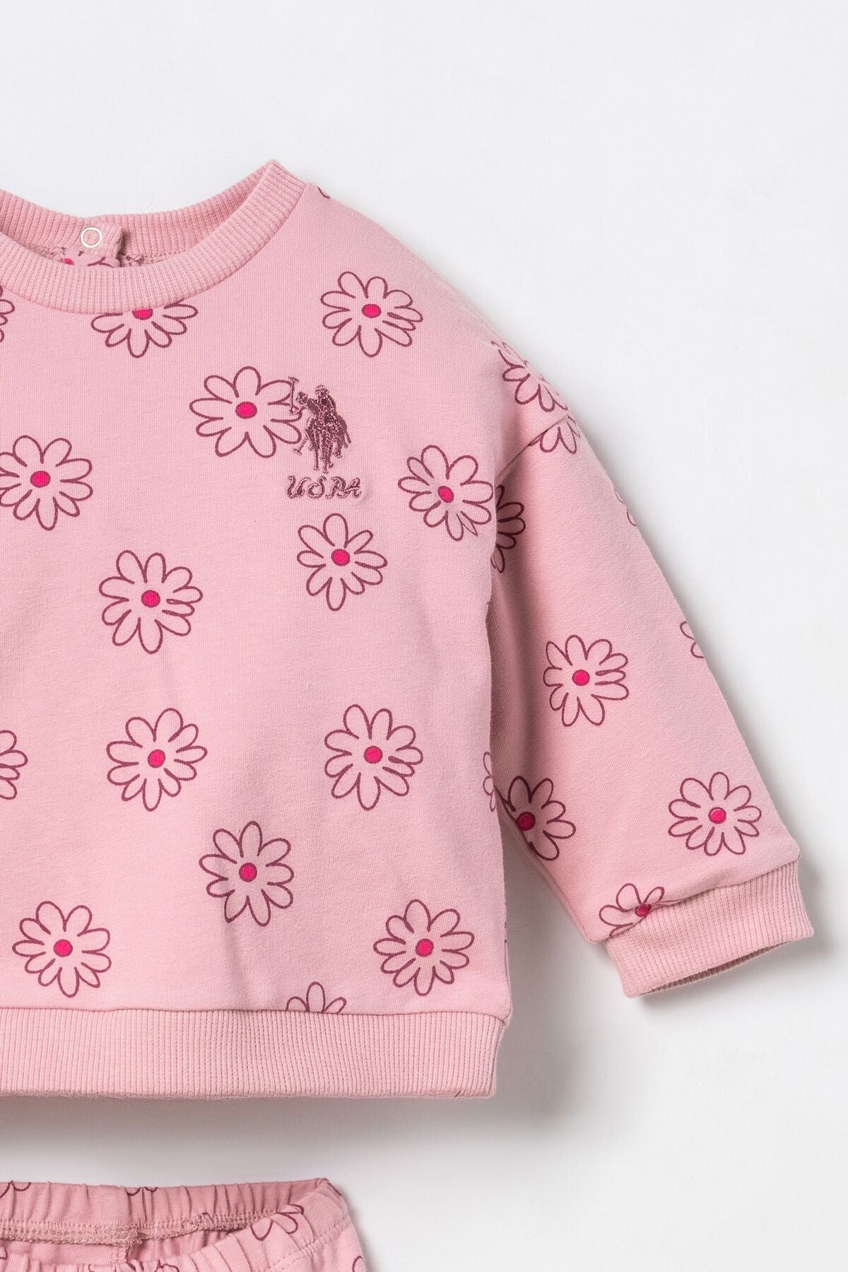 U.S. Polo Assn. Nakışlı Kız Bebek Pembe Uzun Kol Pijama Takım USB3247-C-V1 Ürün ikincil görseli