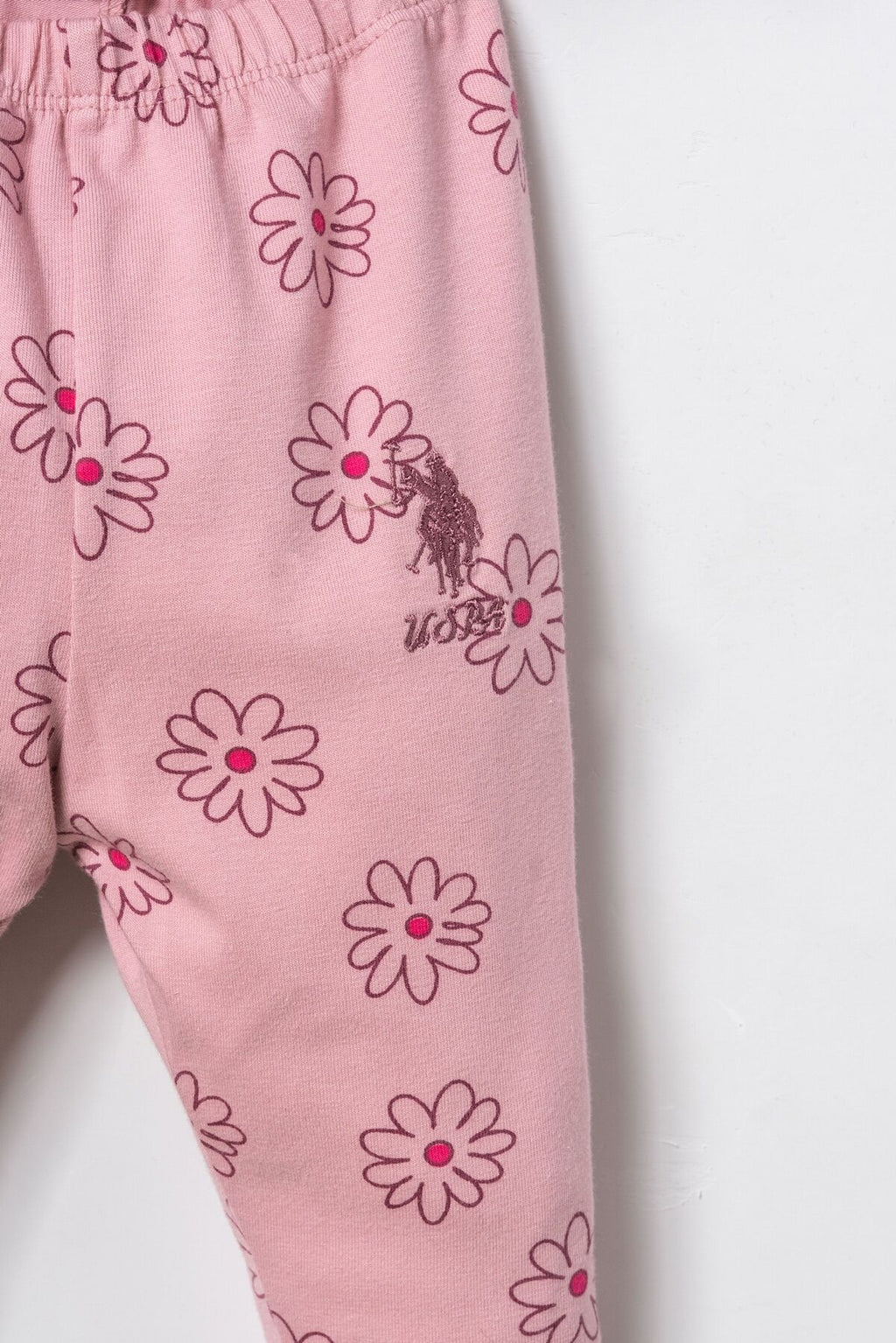 U.S. Polo Assn. Nakışlı Kız Bebek Pembe Uzun Kol Pijama Takım USB3247-C-V1