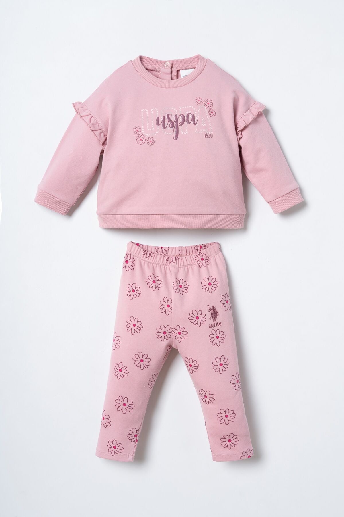 U.S. Polo Assn. Nakışlı Kız Bebek Pembe Uzun Kol Pijama Takım USB3250-C-V1 Ürün ana görseli