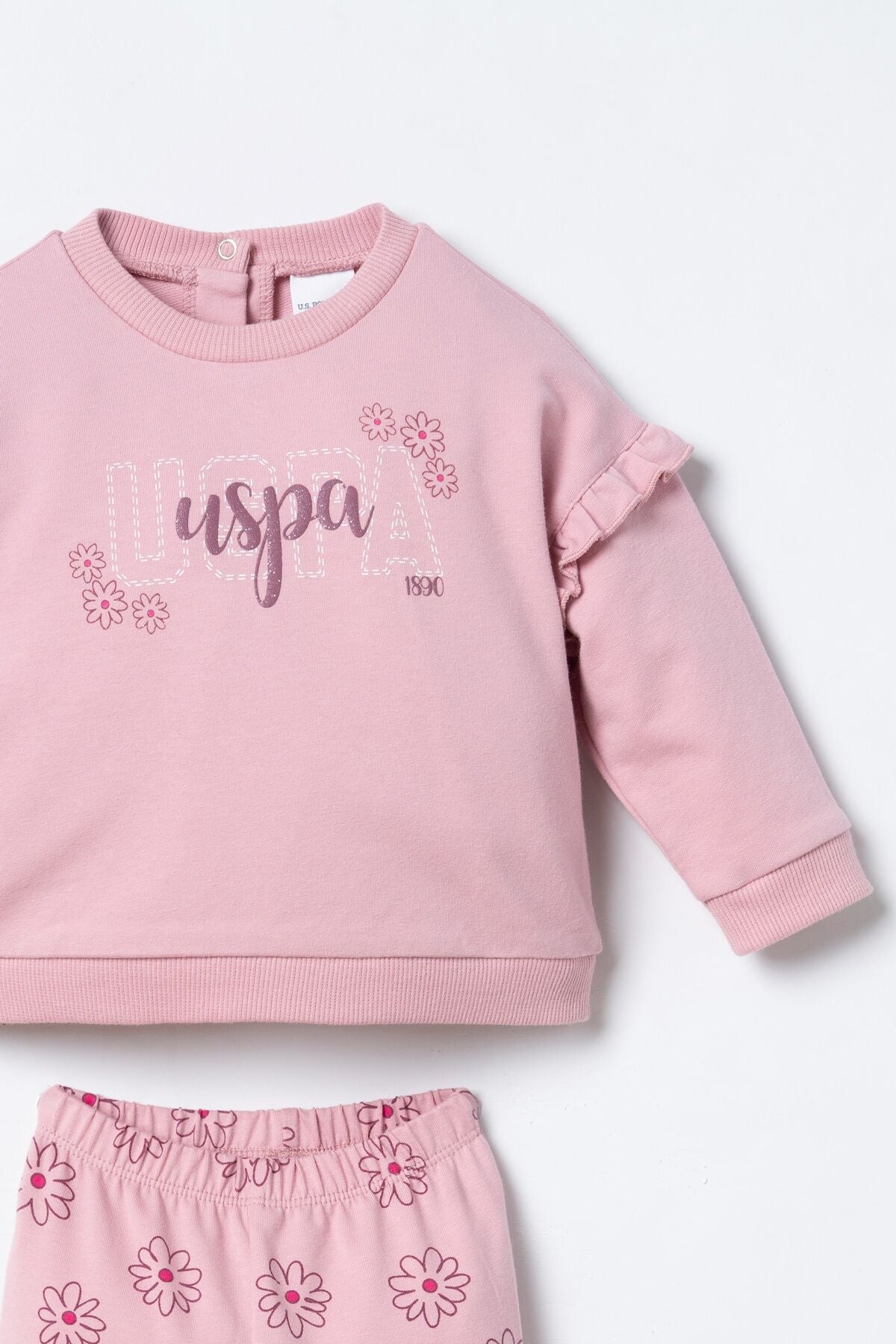 U.S. Polo Assn. Nakışlı Kız Bebek Pembe Uzun Kol Pijama Takım USB3250-C-V1 Ürün ikincil görseli
