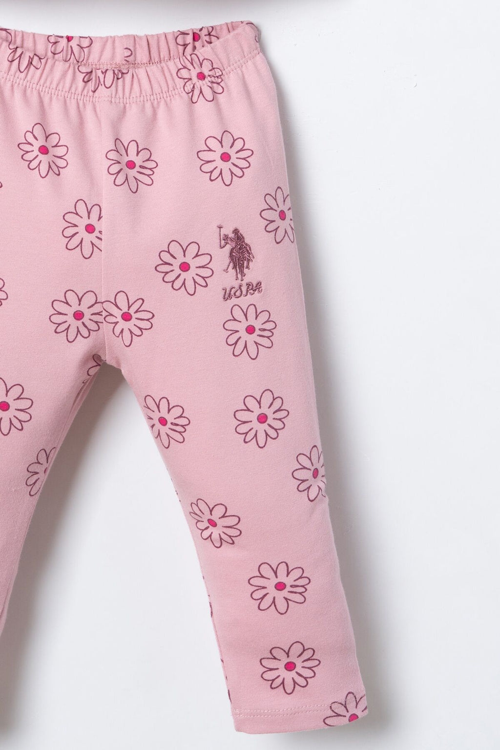 U.S. Polo Assn. Nakışlı Kız Bebek Pembe Uzun Kol Pijama Takım USB3250-C-V1