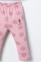 U.S. Polo Assn. Nakışlı Kız Bebek Pembe Uzun Kol Pijama Takım USB3250-C-V1