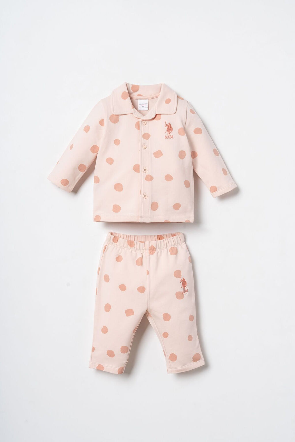 U.S. Polo Assn. Nakışlı Kız Bebek Turuncu Gömlek Pijama Takımı USB3221-C-V1