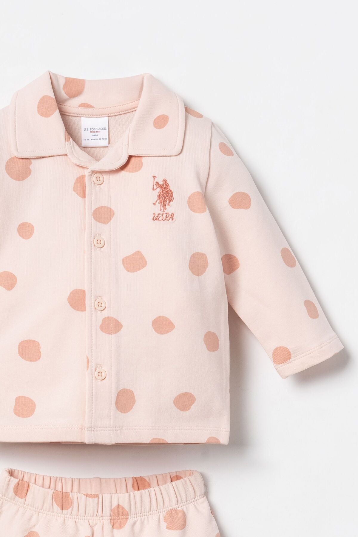 U.S. Polo Assn. Nakışlı Kız Bebek Turuncu Gömlek Pijama Takımı USB3221-C-V1 Ürün ikincil görseli