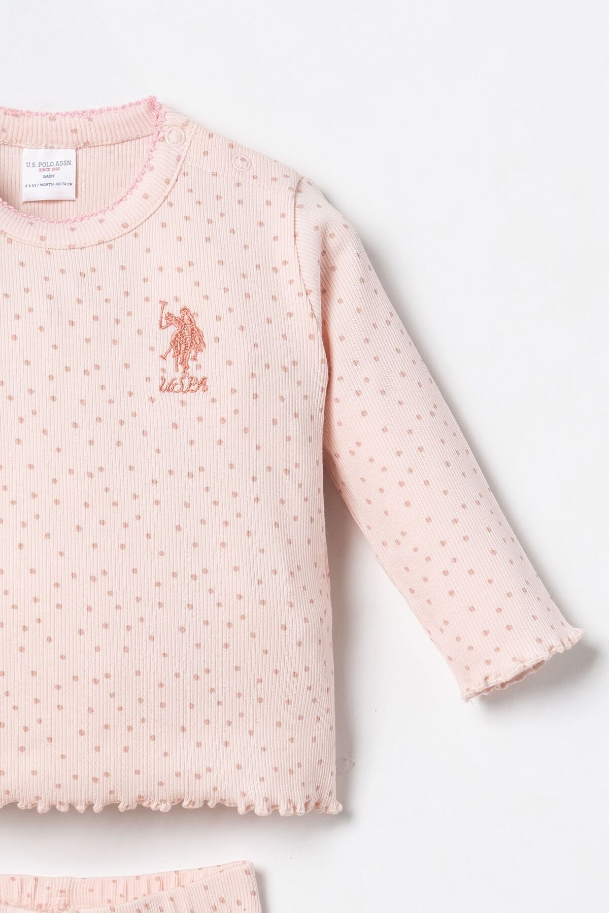 U.S. Polo Assn. Nakışlı Kız Bebek Turuncu Uzun Kol Pijama Takım USB3223-C-V1 Ürün ikincil görseli