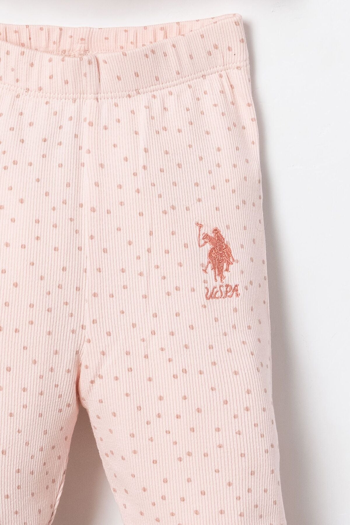 U.S. Polo Assn. Nakışlı Kız Bebek Turuncu Uzun Kol Pijama Takım USB3223-C-V1