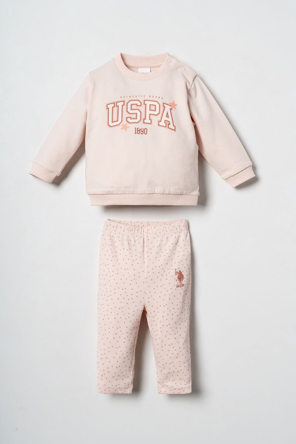 U.S. Polo Assn. Nakışlı Kız Bebek Turuncu Uzun Kol Pijama Takım USB3224-C-V1