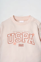 U.S. Polo Assn. Nakışlı Kız Bebek Turuncu Uzun Kol Pijama Takım USB3224-C-V1