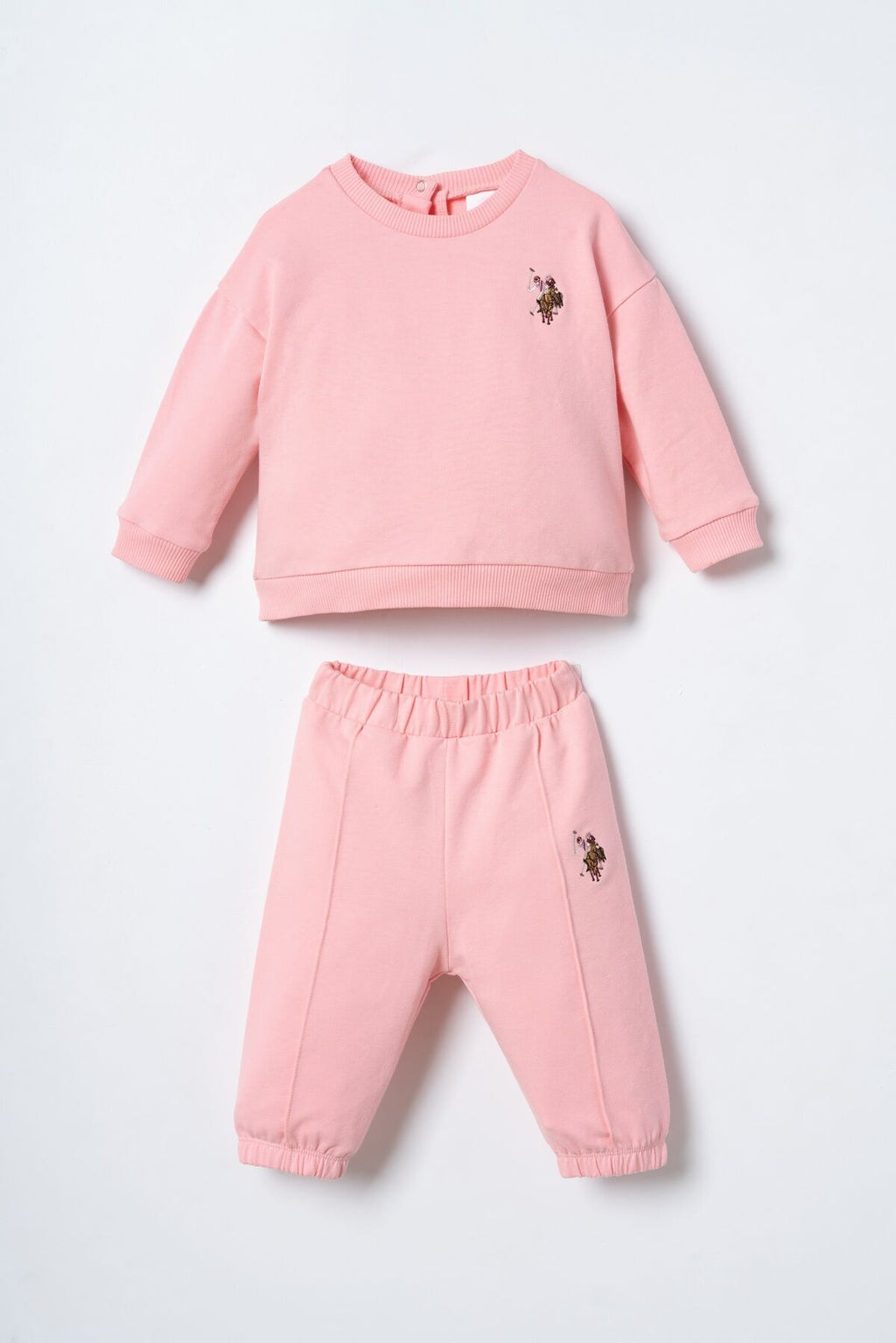 U.S. Polo Assn. Nakışlı Kız Bebek Turuncu Uzun Kol Pijama Takım USB3245-C-V1