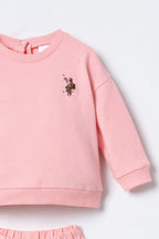 U.S. Polo Assn. Nakışlı Kız Bebek Turuncu Uzun Kol Pijama Takım USB3245-C-V1