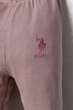 U.S. Polo Assn. Nakışlı Kız Bebek Yelekli Beyaz Uzun Kol Pijama Takım USB3207-C-V1