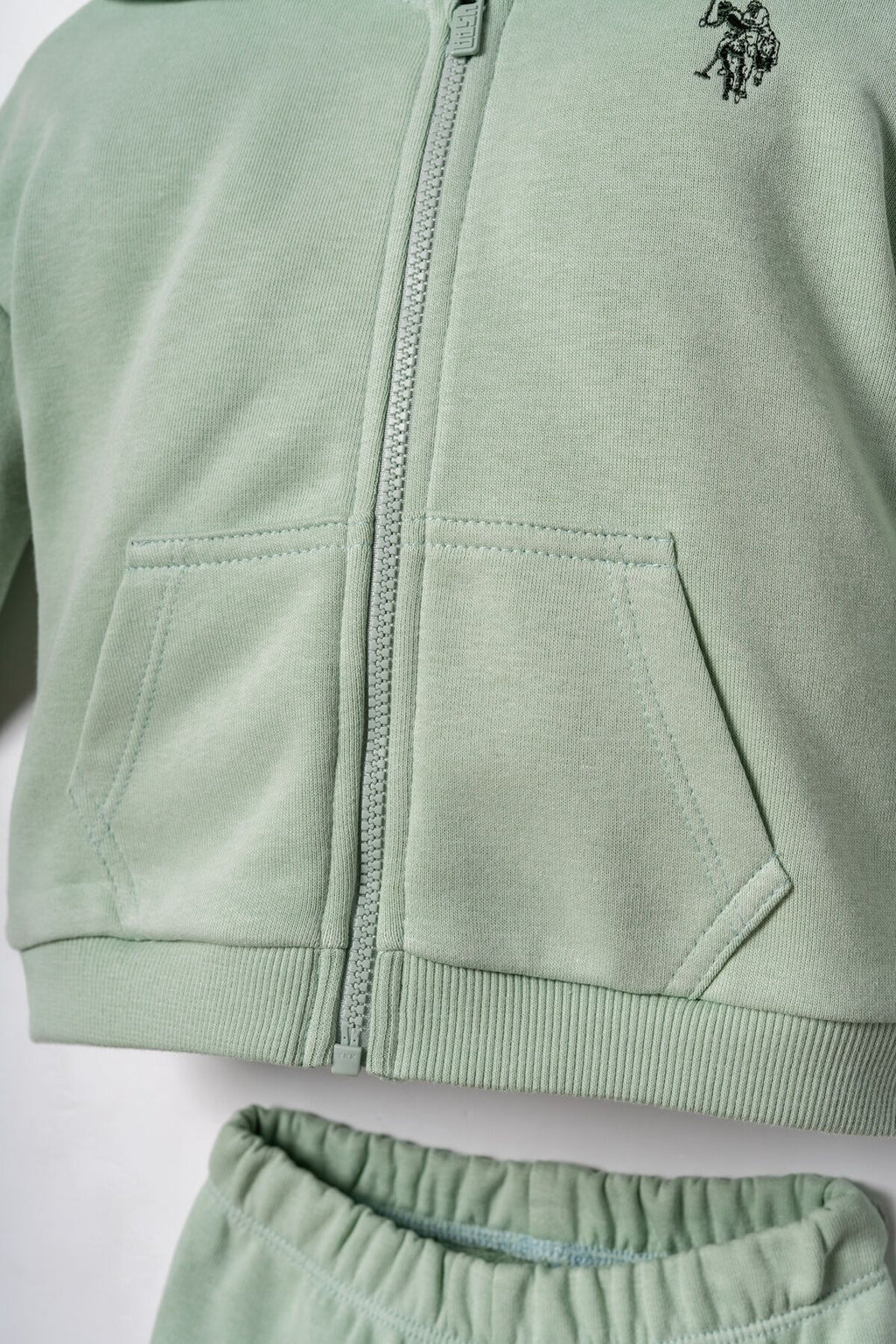 U.S. Polo Assn. Nakışlı Kız Bebek Yeşil Uzun Kol Pijama Takım USB3246-C-V1