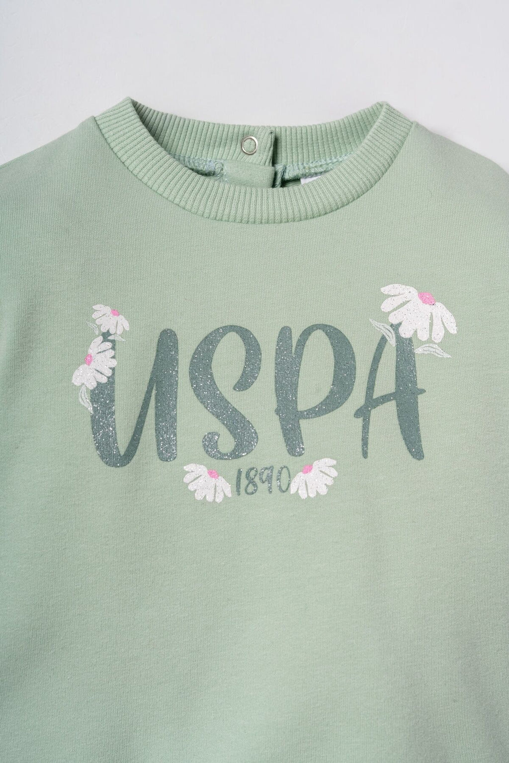 U.S. Polo Assn. Nakışlı Kız Bebek Yeşil Uzun Kol Pijama Takım USB3259-C-V1
