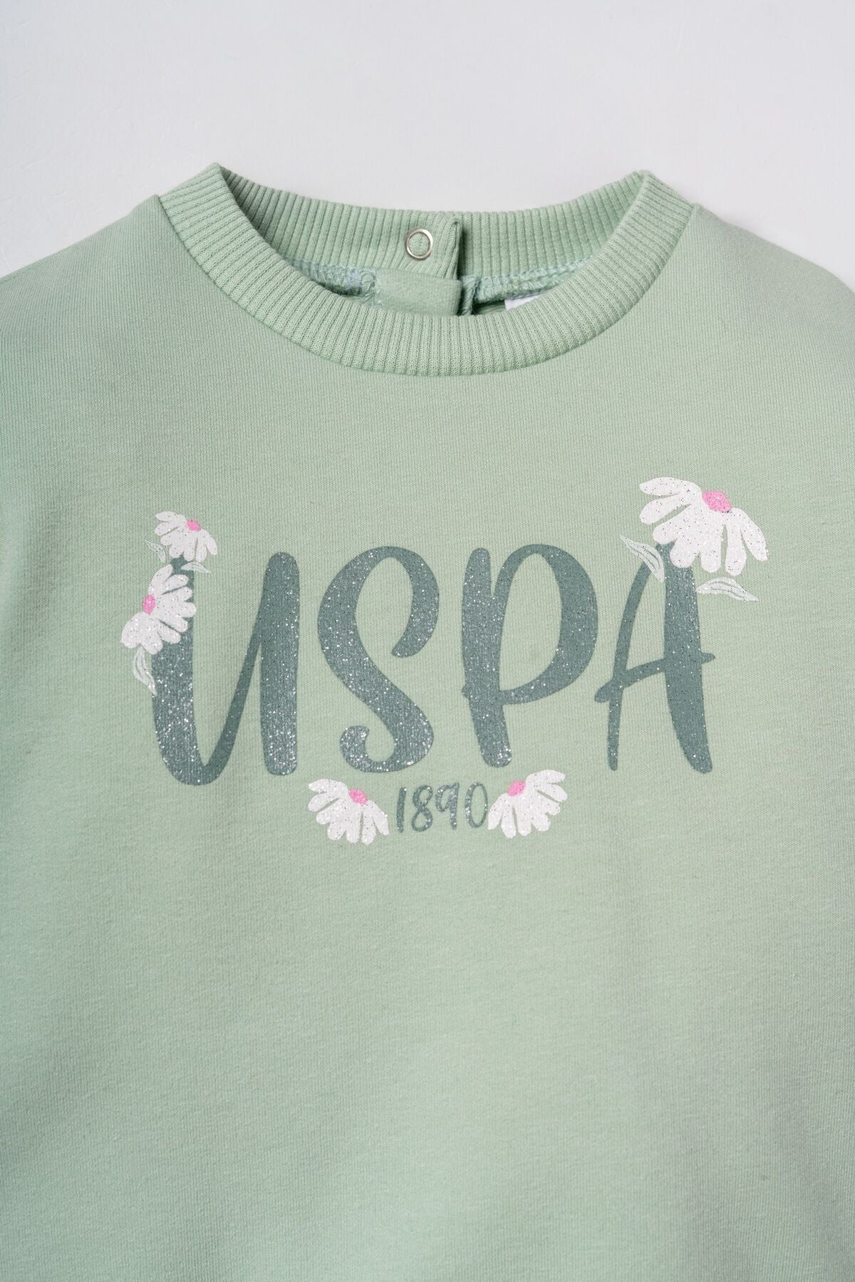 U.S. Polo Assn. Nakışlı Kız Bebek Yeşil Uzun Kol Pijama Takım USB3259-C-V1