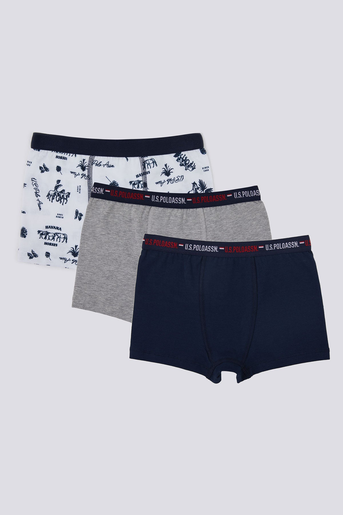 U.S. Polo Assn. Erkek Çocuk Pigment Baskılı Kışlık Regular Fit Gri Boxer US1372-C-V2 Ürün ana görseli