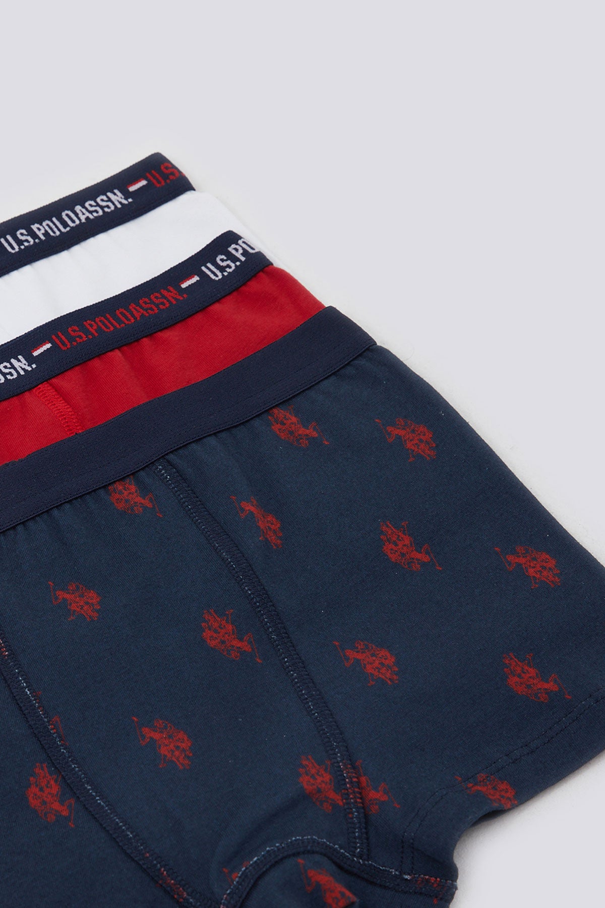 U.s. Polo Assn Emblem Detail Kırmızı Erkek Çocuk 3'lü Boxer