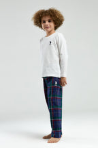 U.S. Polo Assn. Erkek Çocuk Bisiklet Yaka Pigment Baskılı Kışlık Regular Fit Beyaz Pijama Takımı US1585-C-V1