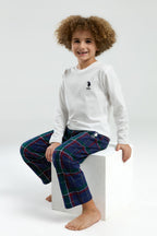 U.S. Polo Assn. Erkek Çocuk Bisiklet Yaka Pigment Baskılı Kışlık Regular Fit Beyaz Pijama Takımı US1585-C-V1