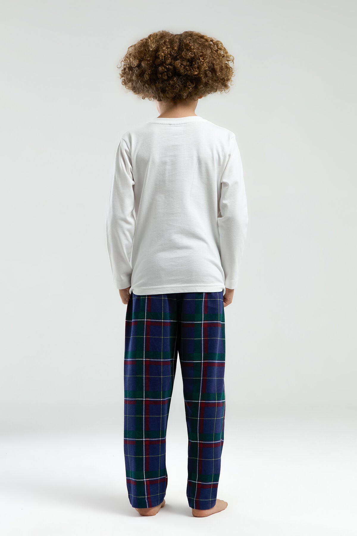 U.S. Polo Assn. Erkek Çocuk Bisiklet Yaka Pigment Baskılı Kışlık Regular Fit Beyaz Pijama Takımı US1585-C-V1