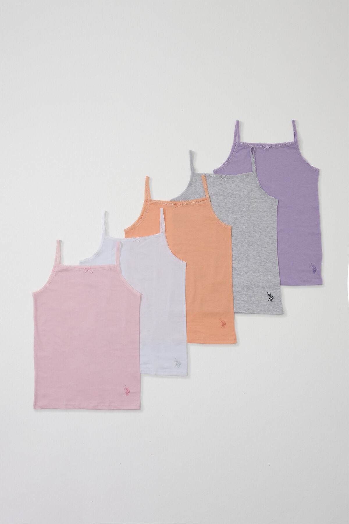 U.S. Polo Assn. Kız Çocuk Düz Yaka Pigment Baskılı Yaz/Kış Regular Fit Çok Renkli Atlet US2131-C-V1