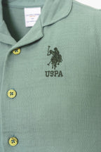 U.S. Polo Assn. Erkek Bebek Gömlek Yaka Nakışlı Yazlık Regular Fit Yeşil Bebek Takımı USB2947-C-V4