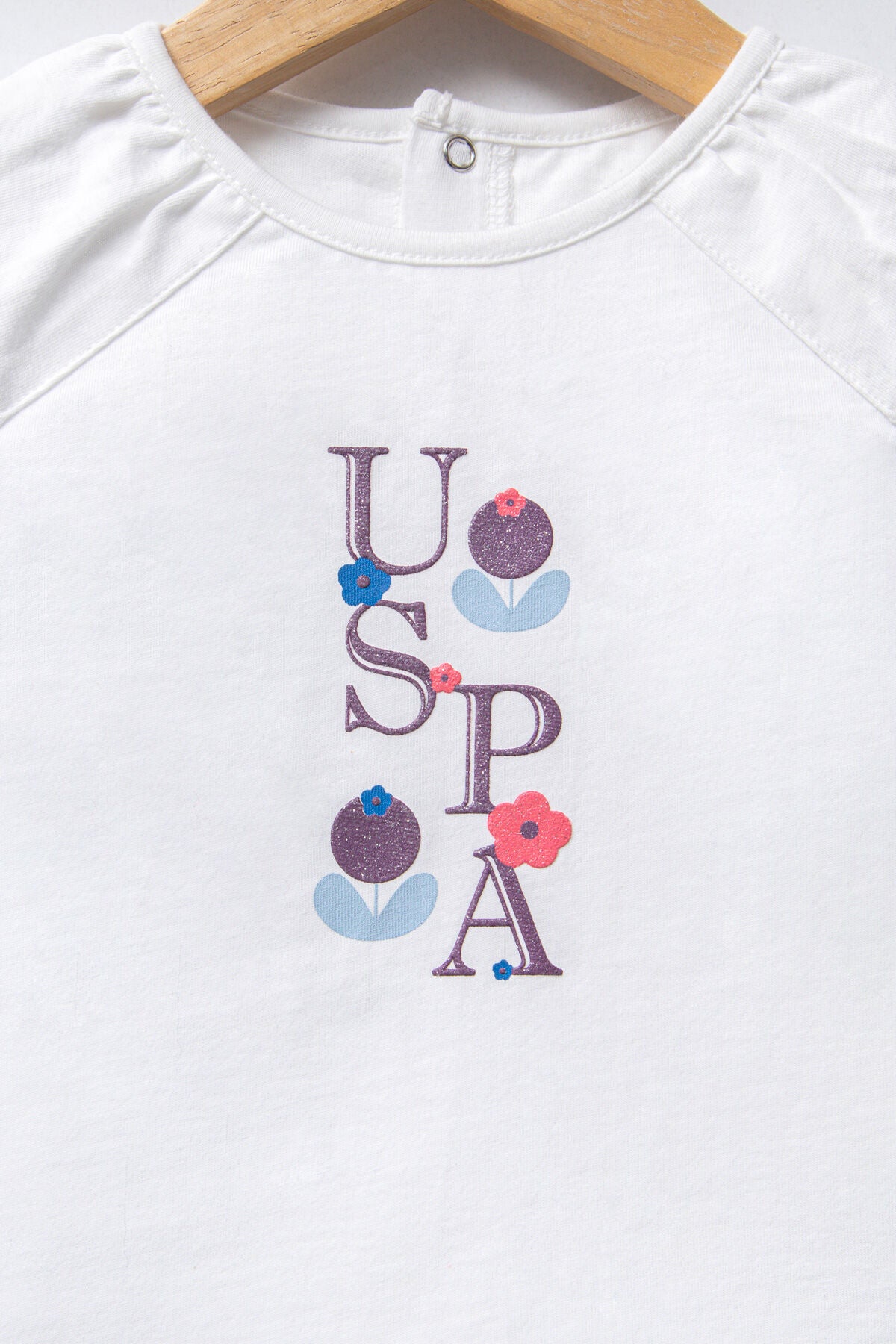 U.S. Polo Assn. Kız Bebek Bisiklet Yaka Pigment Baskılı Yazlık Regular Fit Beyaz Bebek Takımı USB2410-C-V1 Ürün ikincil görseli