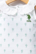 U.S. Polo Assn. Kız Bebek Bisiklet Yaka Pigment Baskılı Yazlık Regular Fit Beyaz Bebek Takımı USB2440-C-V1