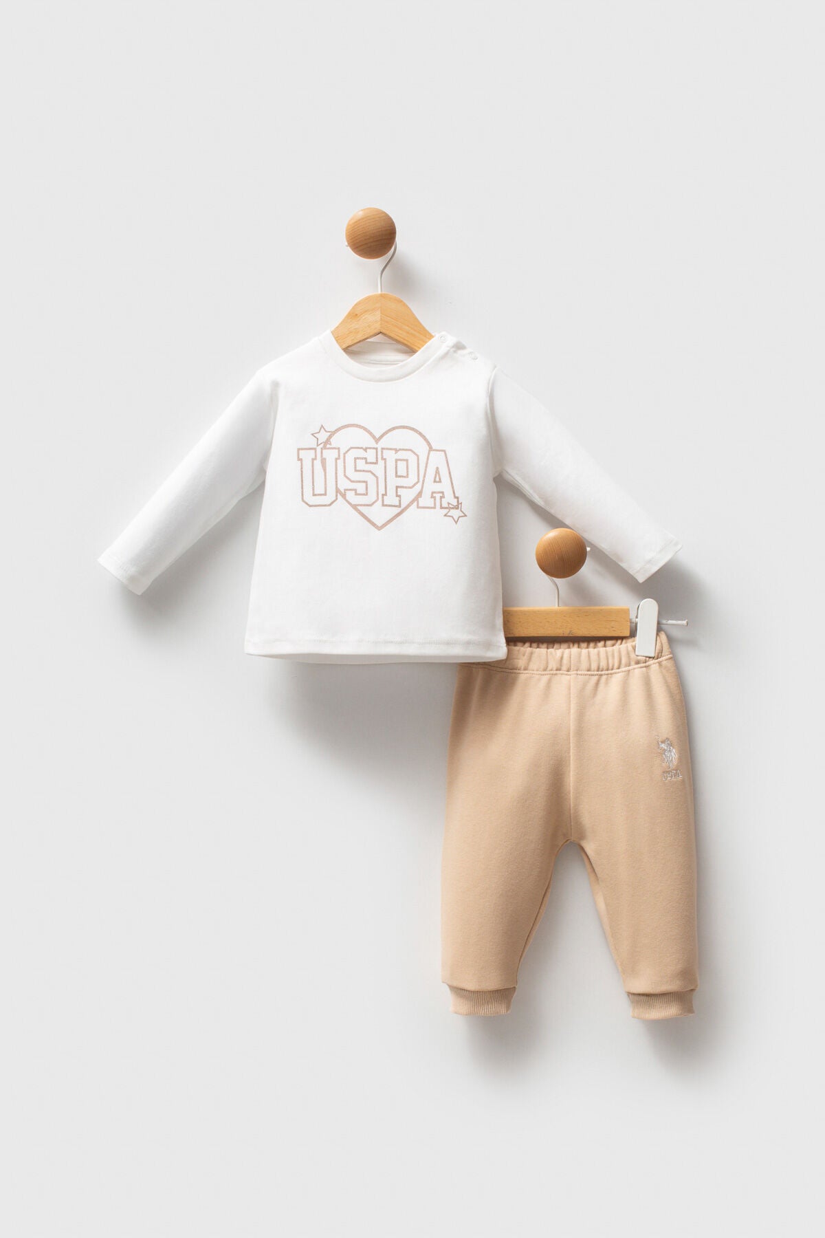 U.S. Polo Assn. Kız Bebek Kışlık Regular Fit Krem Bebek Takımı USB2779-C-V1
