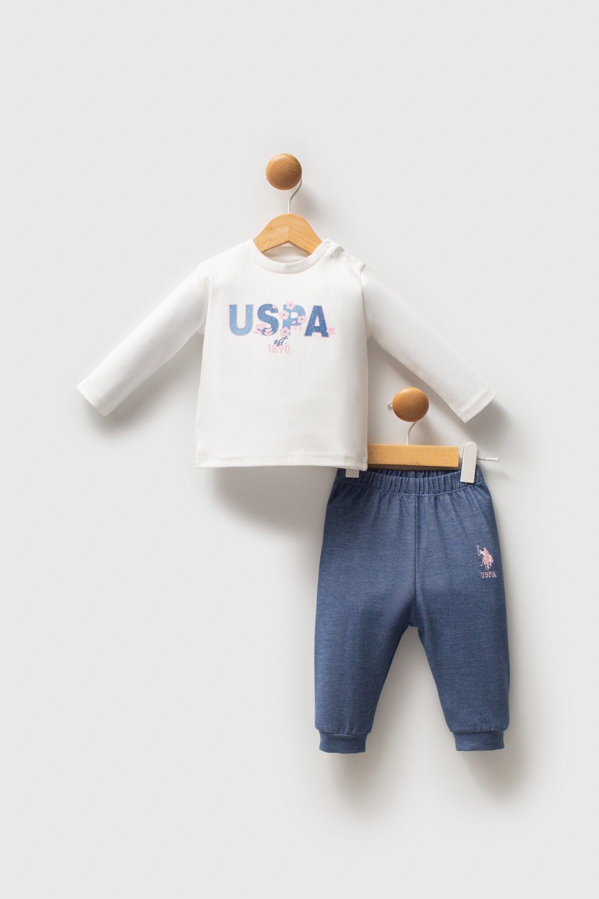U.S. Polo Assn. Kız Bebek Kışlık Regular Fit Mavi Bebek Takımı USB2778-C-V1