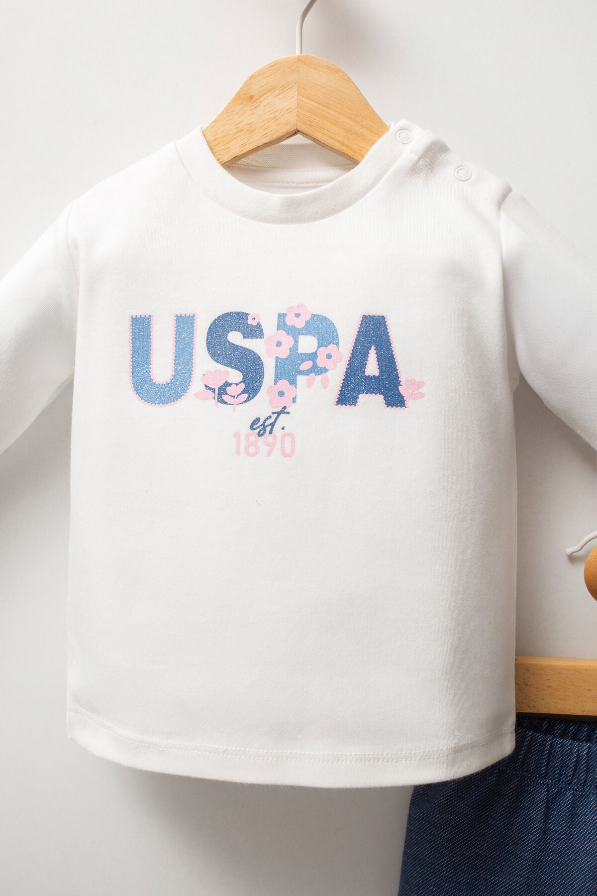 U.S. Polo Assn. Kız Bebek Kışlık Regular Fit Mavi Bebek Takımı USB2778-C-V1