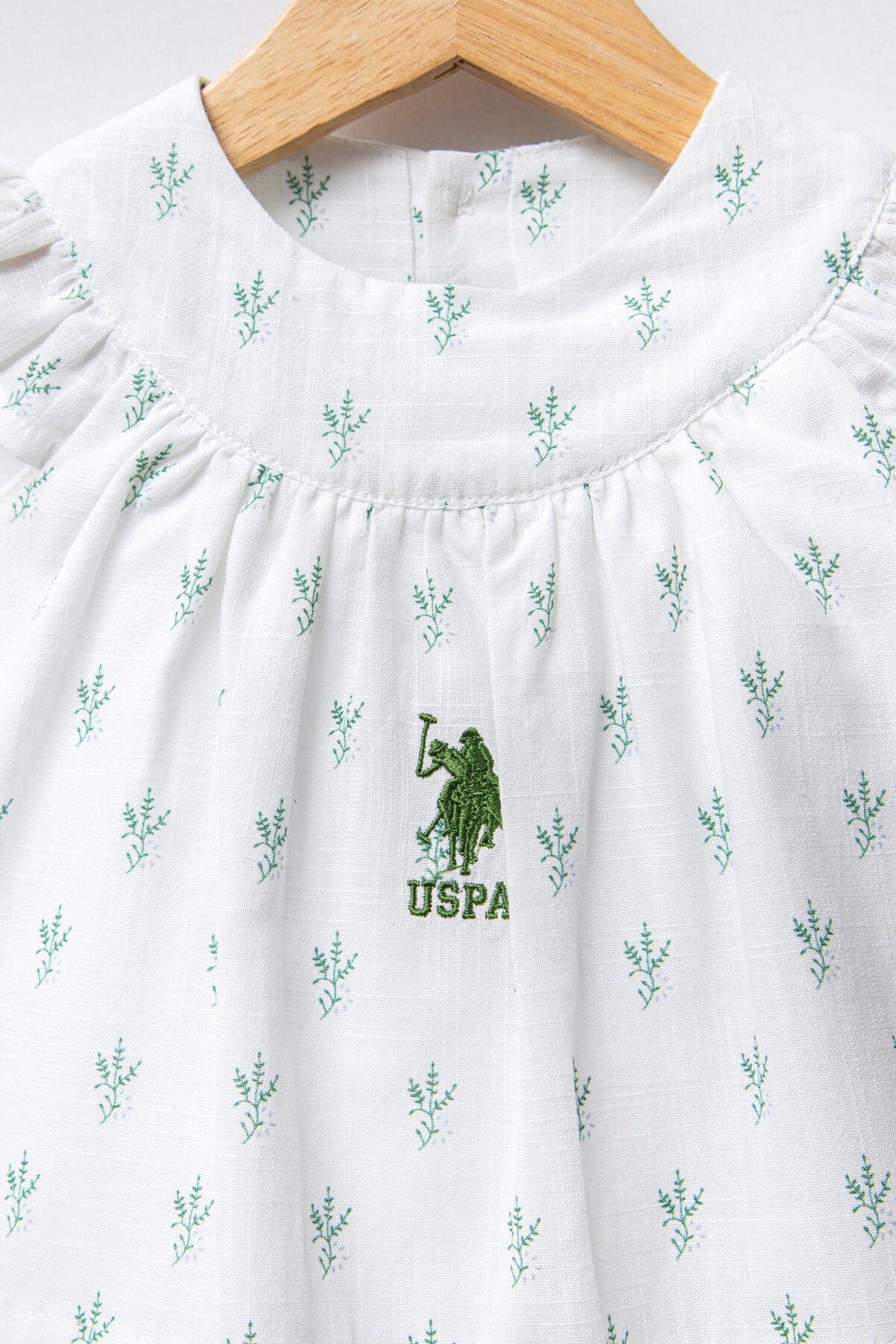 U.S. Polo Assn. Kız Bebek Bisiklet Yaka Sargı Nakışlı Yazlık Regular Fit Beyaz Elbise USB2439-C-V1 Ürün ikincil görseli