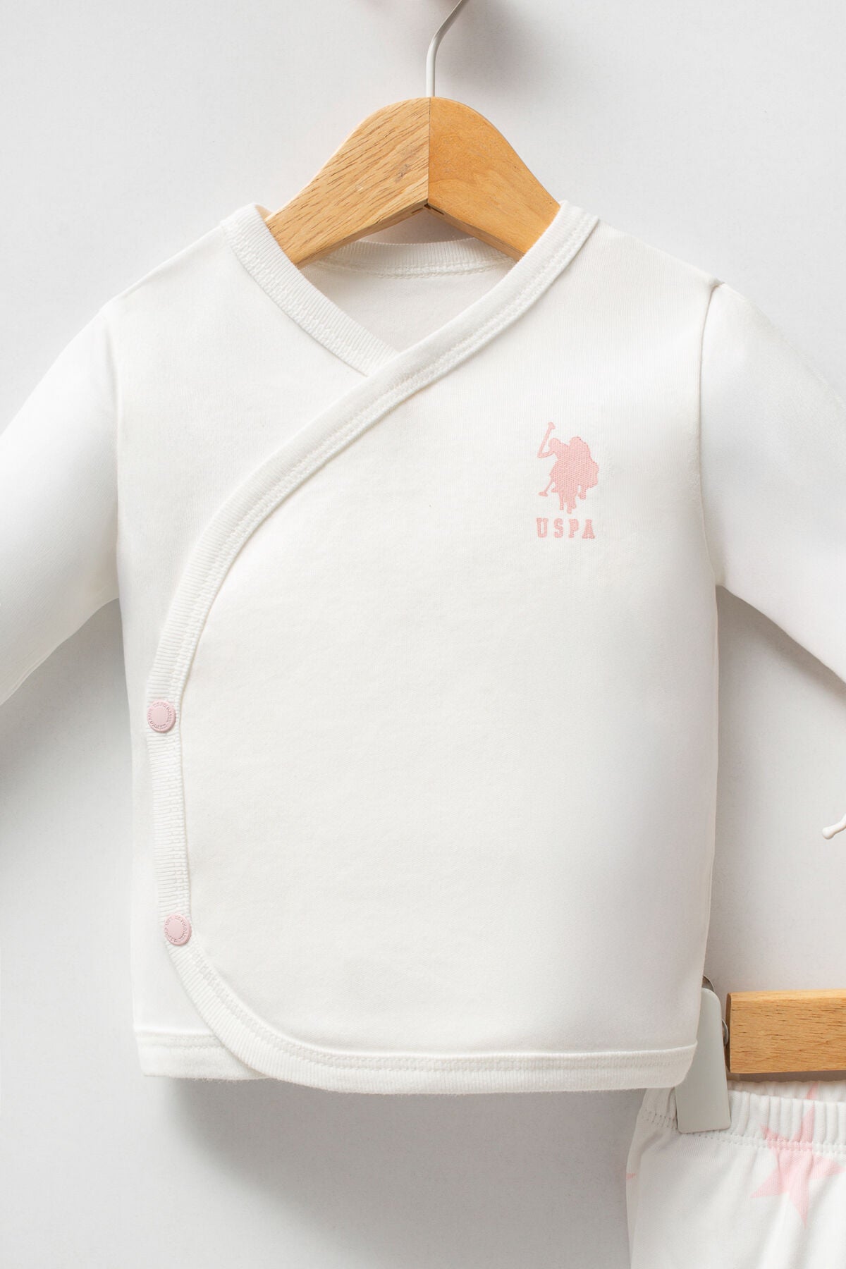 U.S. Polo Assn. Kız Bebek Bisiklet Yaka Pigment Baskılı Kışlık Regular Fit Beyaz Hastane Çıkışı USB2651-C-V1
